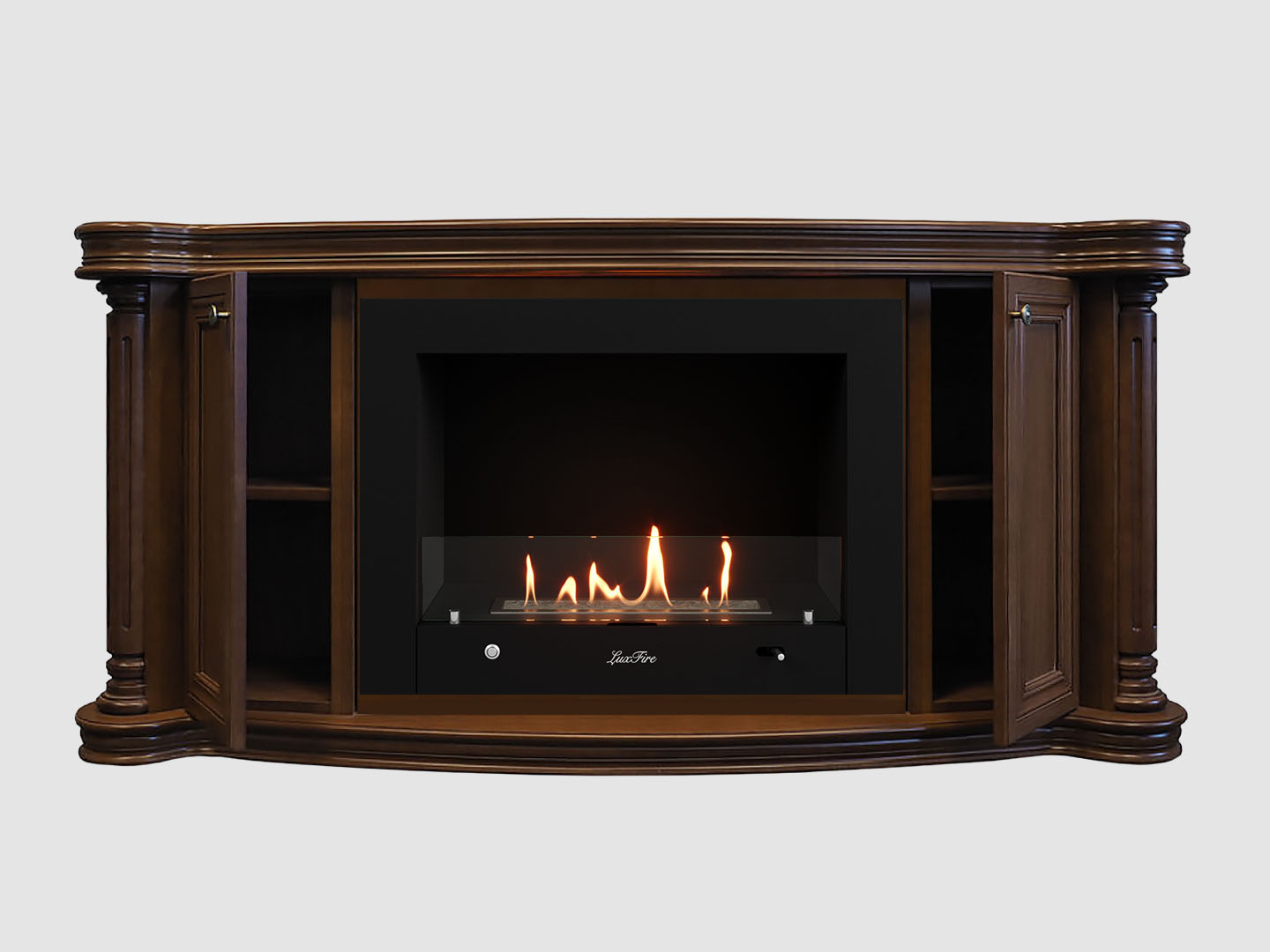 Каминный портал МДФ "Бетховен 1720" с биокамином Lux Fire "Фаер Бокс 4 - 33" (темный орех) по цене 165 300 руб.