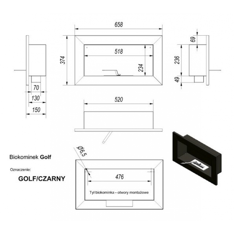 Биокамин Kratki GOLF ZEBRA по цене 