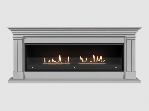 Каминный портал МДФ "LYON 1960" с биокамином Lux Fire "Фаер Бокс Вега-2" (белый)