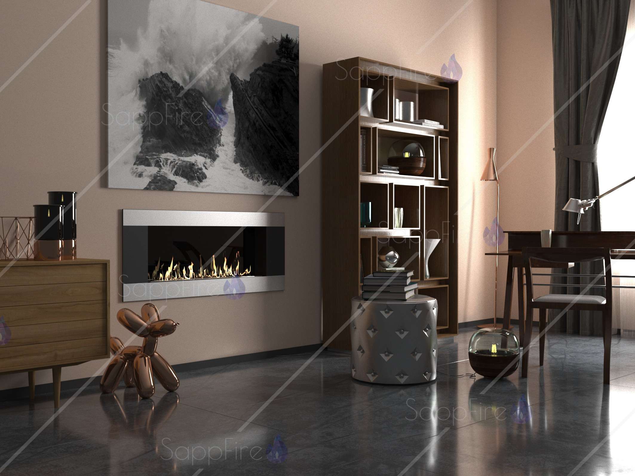 Биокамин Mercury Horizontal 900 SappFire по цене 36 450 руб.