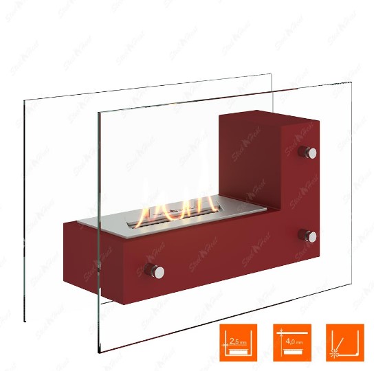 Биокамин напольный SteelHeat TETRISE 500 красный по цене 13 900 руб.