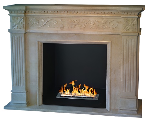 Биокамин в мраморном портале "Русский огонь" Jambo