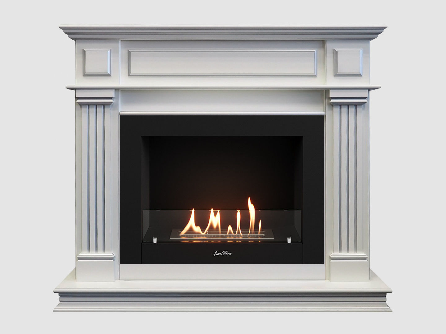 Каминный портал МДФ "Амелия 1050" с биокамином Lux Fire "Фаер Бокс 2 - 25.5" (белый) по цене 70 100 руб.