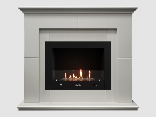 Каминный портал МДФ "Пьер 1200" с биокамином Lux Fire "Фаер Бокс 4-30" (белый)