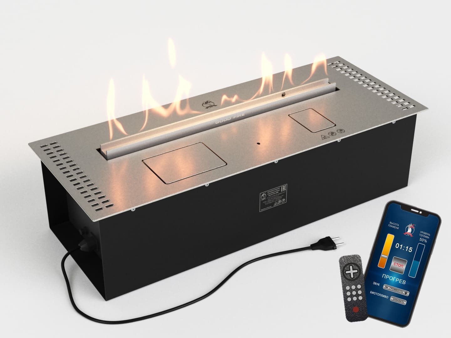 Автоматический биокамин Lux Fire Smart Flame 700 RC INOX по цене 295 460 руб.