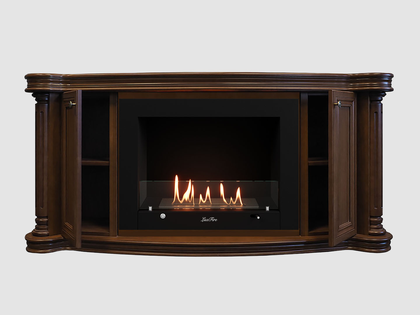 Каминный портал МДФ "Бетховен 1500" с биокамином Lux Fire "Фаер Бокс 3 - 30" (темный орех) по цене 132 600 руб.