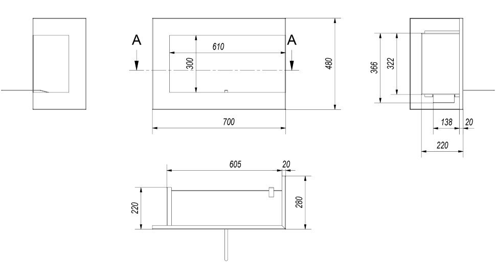 Биокамин Kratki DELTA/P/700 угловая по цене 