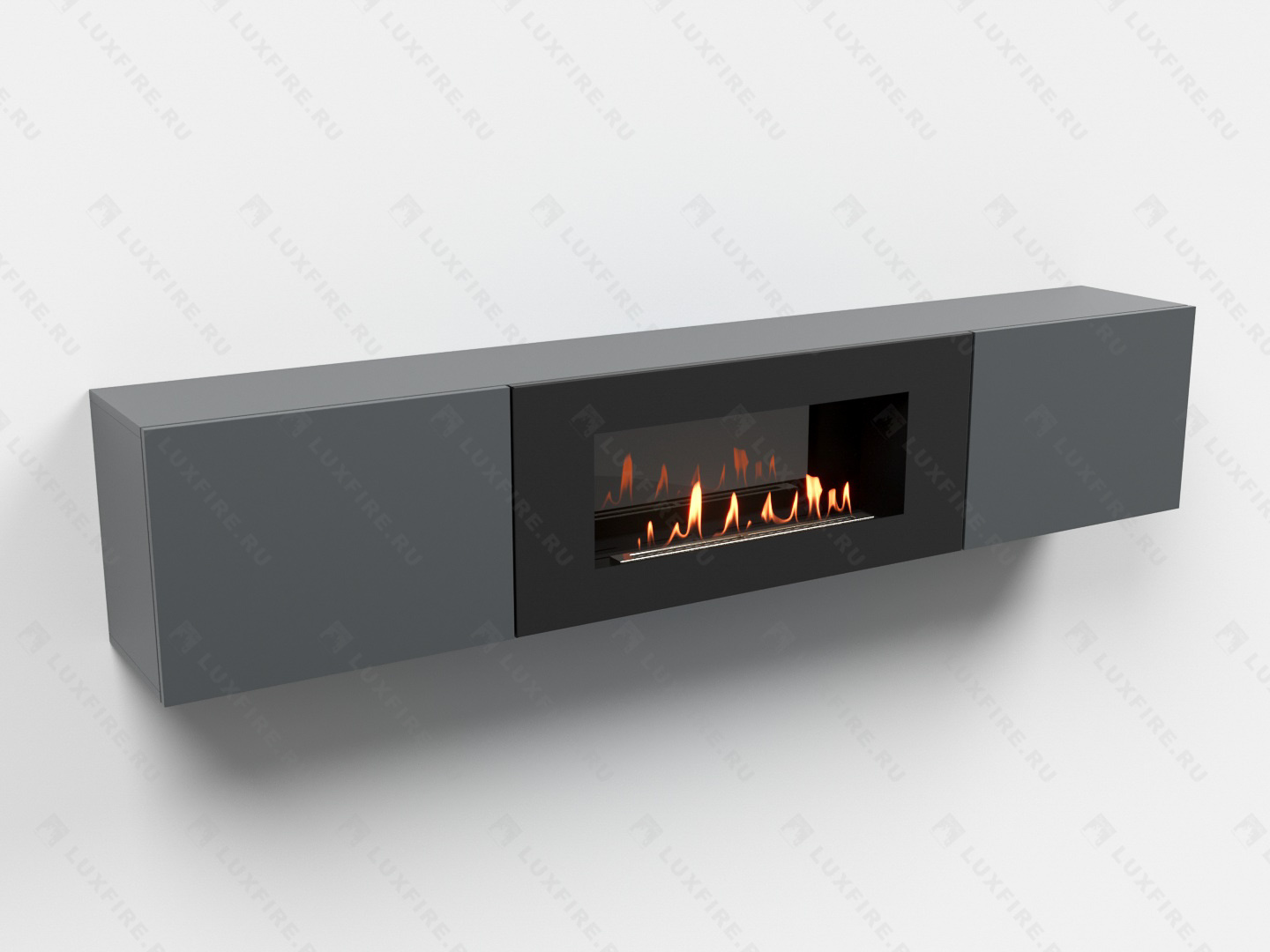 Тумба ТВ Lux Fire "Енисей" настенная 2000 матовая, графит с биокамином 900 по цене 92 997 руб.
