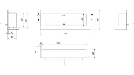 Биокамин Kratki DELTA/P/1200 угловая, TUV по цене €951