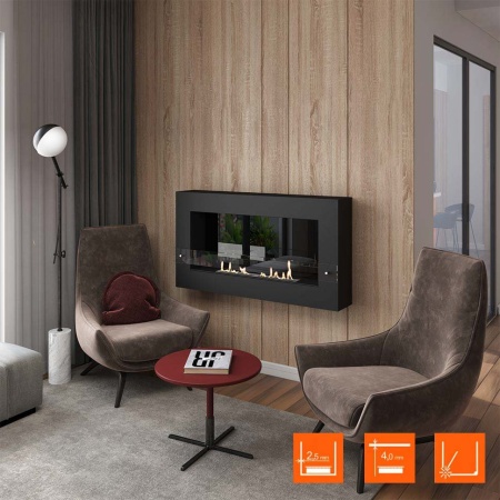 Биокамин SteelHeat WALL GRAND 1200 LITE черный по цене 36 120 руб.